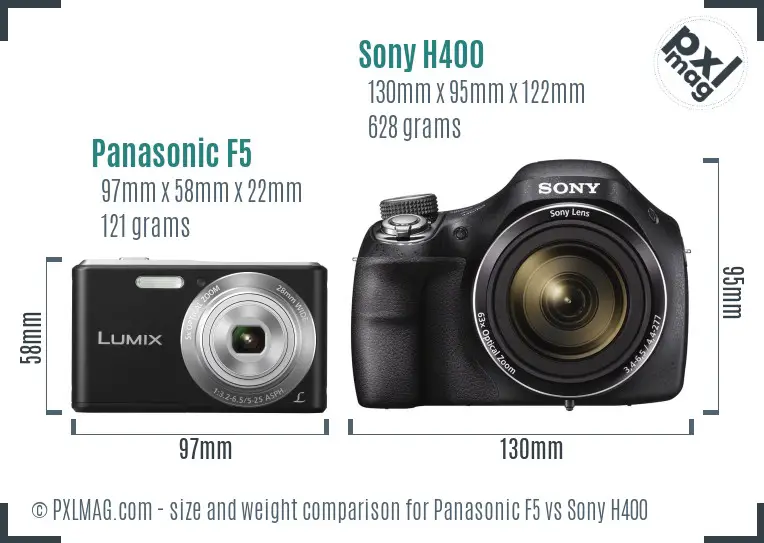 Panasonic F5 vs Sony H400 size comparison