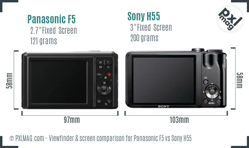 Panasonic F5 vs Sony H55 Screen and Viewfinder comparison