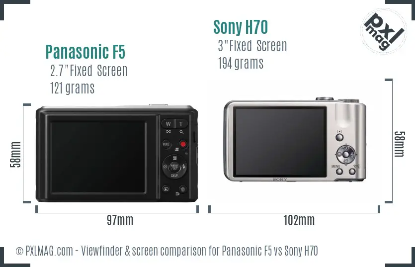 Panasonic F5 vs Sony H70 Screen and Viewfinder comparison