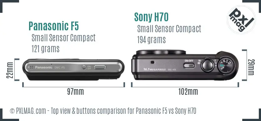 Panasonic F5 vs Sony H70 top view buttons comparison