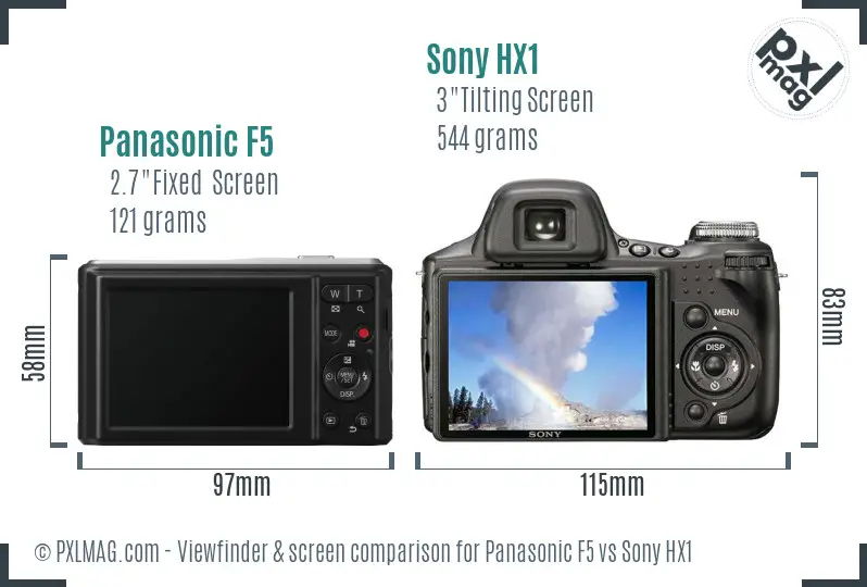 Panasonic F5 vs Sony HX1 Screen and Viewfinder comparison