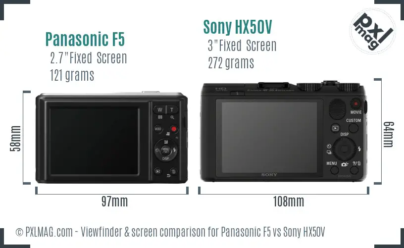 Panasonic F5 vs Sony HX50V Screen and Viewfinder comparison