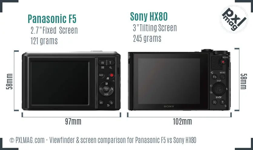 Panasonic F5 vs Sony HX80 Screen and Viewfinder comparison