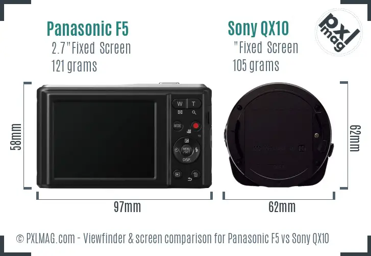 Panasonic F5 vs Sony QX10 Screen and Viewfinder comparison