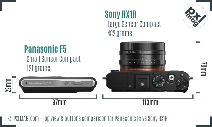 Panasonic F5 vs Sony RX1R top view buttons comparison