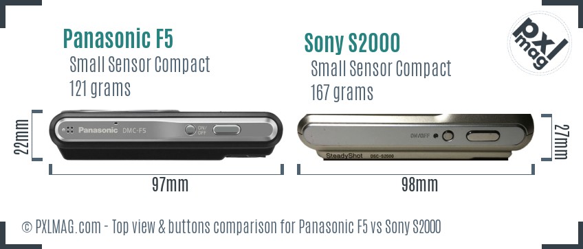 Panasonic F5 vs Sony S2000 top view buttons comparison