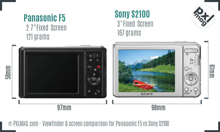 Panasonic F5 vs Sony S2100 Screen and Viewfinder comparison