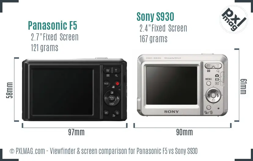 Panasonic F5 vs Sony S930 Screen and Viewfinder comparison