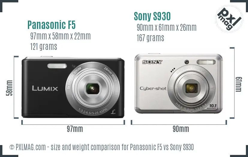 Panasonic F5 vs Sony S930 size comparison