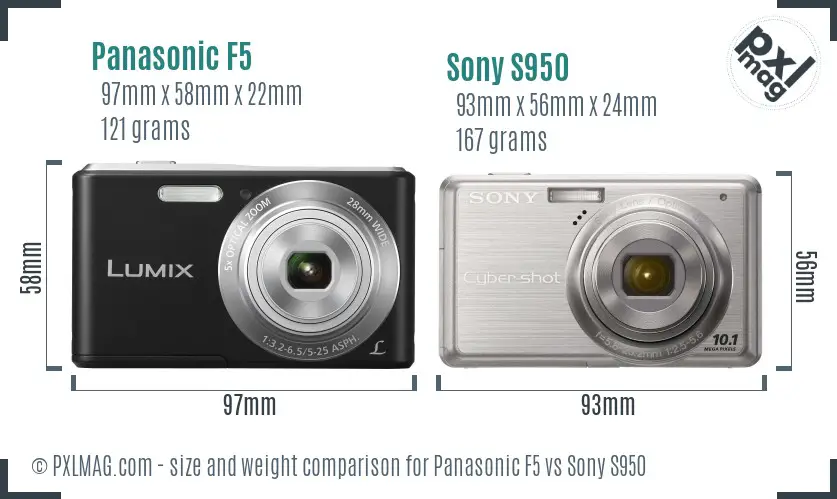 Panasonic F5 vs Sony S950 size comparison