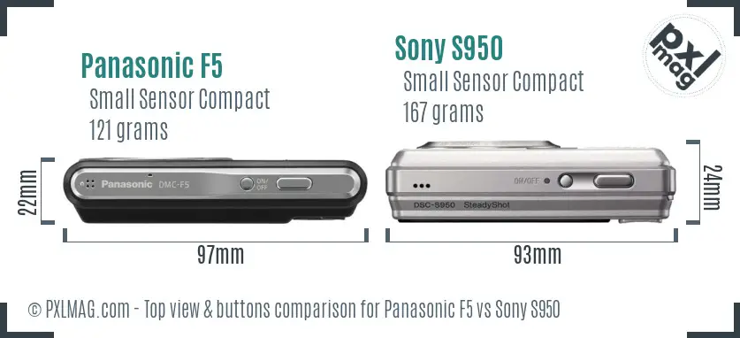 Panasonic F5 vs Sony S950 top view buttons comparison