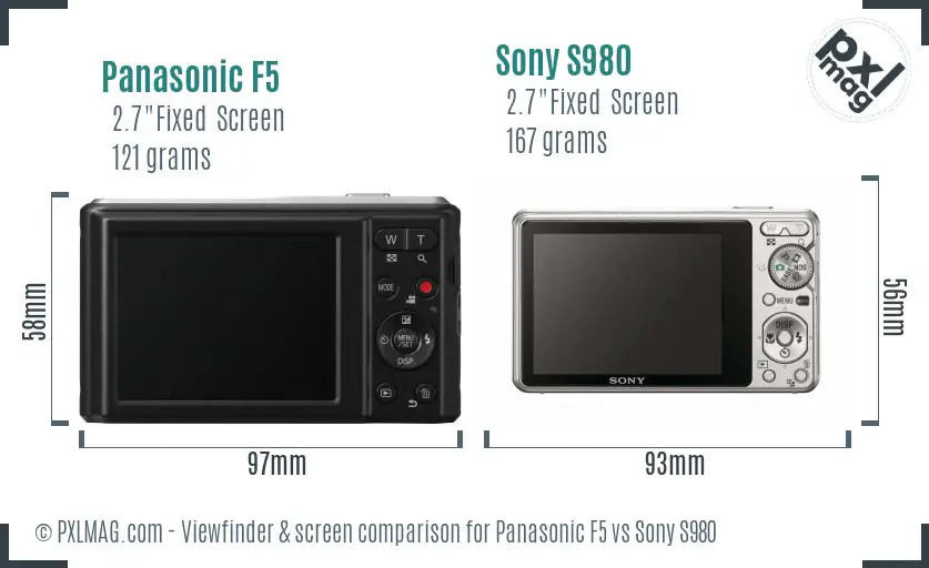 Panasonic F5 vs Sony S980 Screen and Viewfinder comparison
