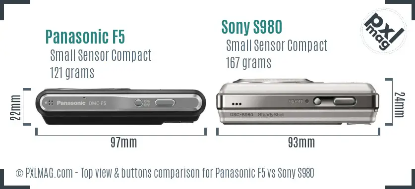 Panasonic F5 vs Sony S980 top view buttons comparison