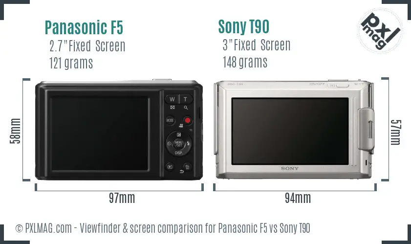 Panasonic F5 vs Sony T90 Screen and Viewfinder comparison