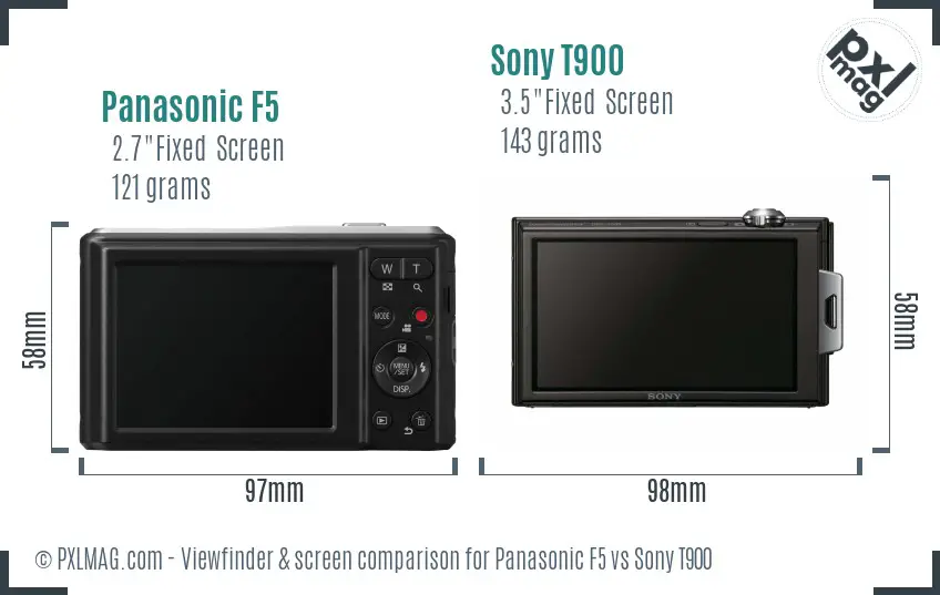 Panasonic F5 vs Sony T900 Screen and Viewfinder comparison