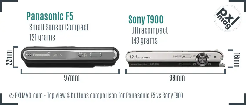 Panasonic F5 vs Sony T900 top view buttons comparison