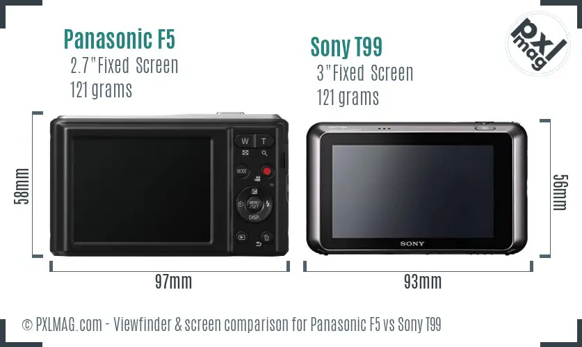 Panasonic F5 vs Sony T99 Screen and Viewfinder comparison Panasonic F5 vs Sony T99 Screen and Viewfinder comparison