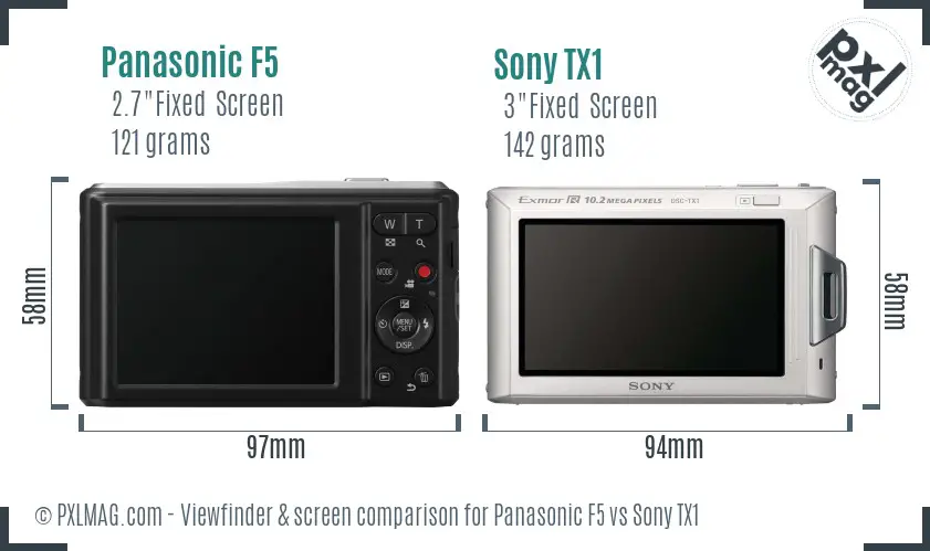 Panasonic F5 vs Sony TX1 Screen and Viewfinder comparison