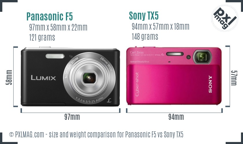 Panasonic F5 vs Sony TX5 size comparison Panasonic F5 vs Sony TX5 size comparison