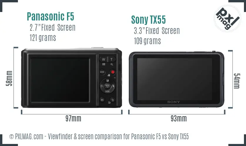 Panasonic F5 vs Sony TX55 Screen and Viewfinder comparison