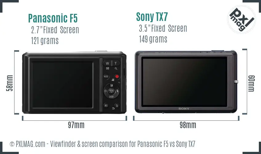 Panasonic F5 vs Sony TX7 Screen and Viewfinder comparison