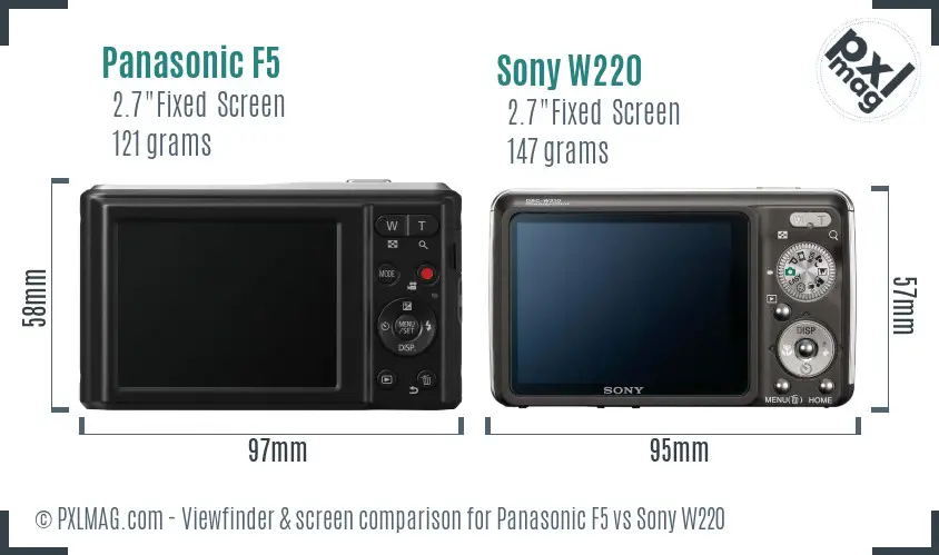 Panasonic F5 vs Sony W220 Screen and Viewfinder comparison