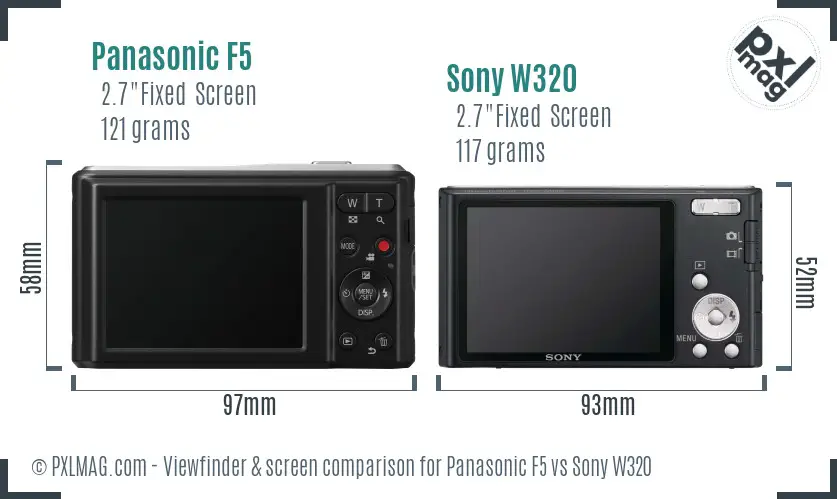 Panasonic F5 vs Sony W320 Screen and Viewfinder comparison