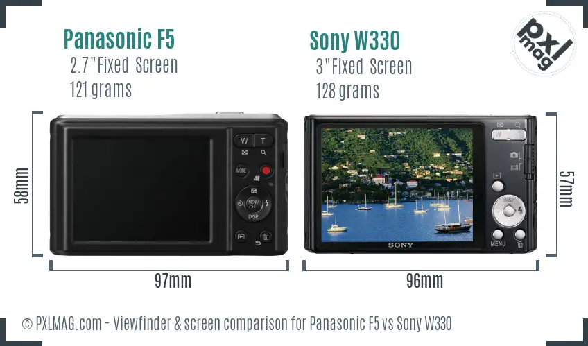 Panasonic F5 vs Sony W330 Screen and Viewfinder comparison