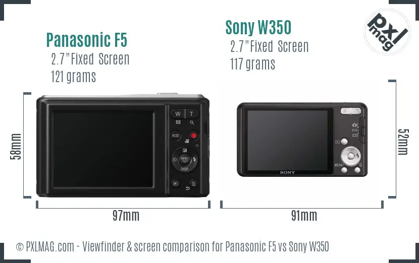 Panasonic F5 vs Sony W350 Screen and Viewfinder comparison