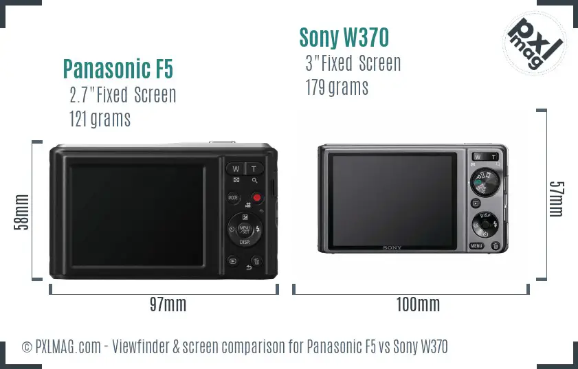 Panasonic F5 vs Sony W370 Screen and Viewfinder comparison