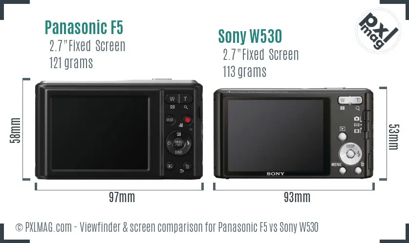 Panasonic F5 vs Sony W530 Screen and Viewfinder comparison