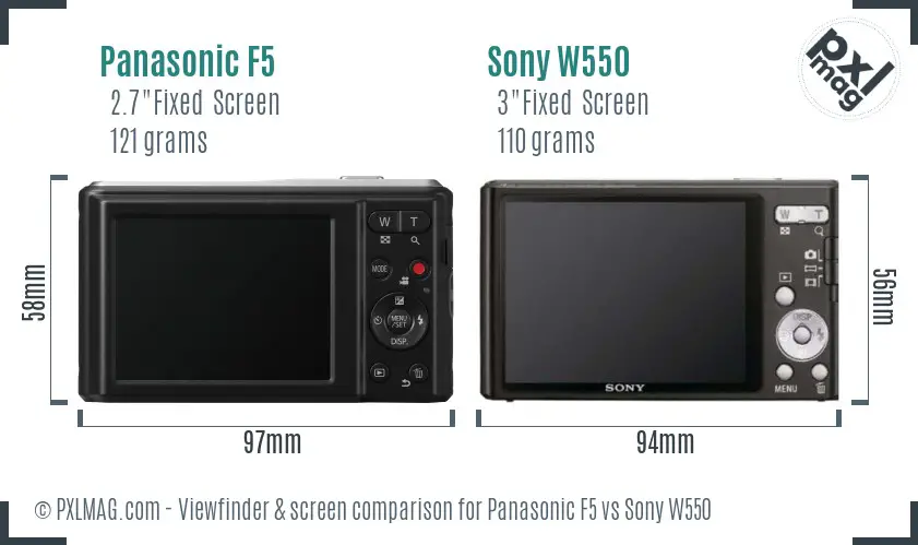 Panasonic F5 vs Sony W550 Screen and Viewfinder comparison