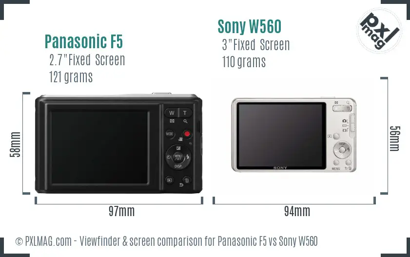 Panasonic F5 vs Sony W560 Screen and Viewfinder comparison