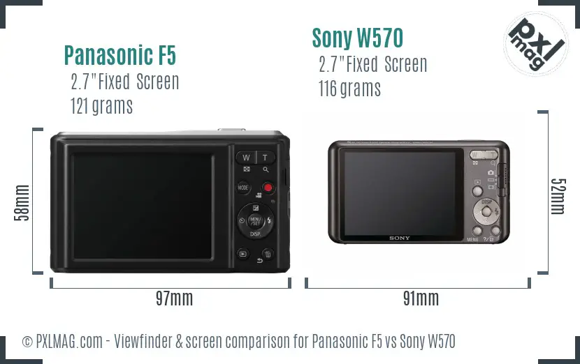 Panasonic F5 vs Sony W570 Screen and Viewfinder comparison