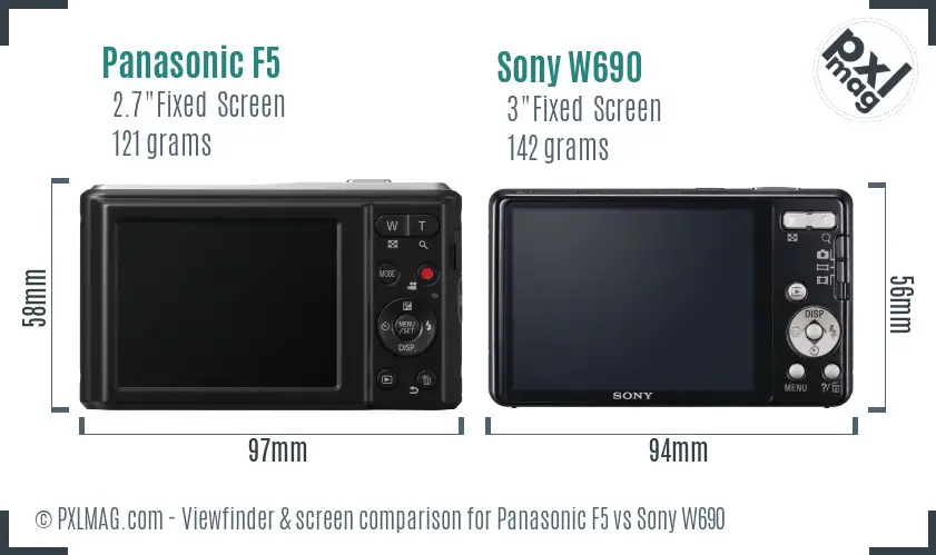 Panasonic F5 vs Sony W690 Screen and Viewfinder comparison