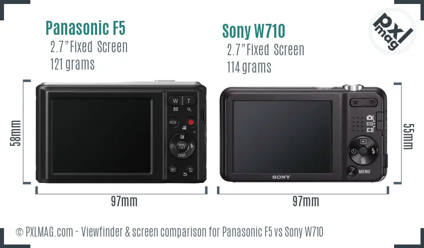 Panasonic F5 vs Sony W710 Screen and Viewfinder comparison