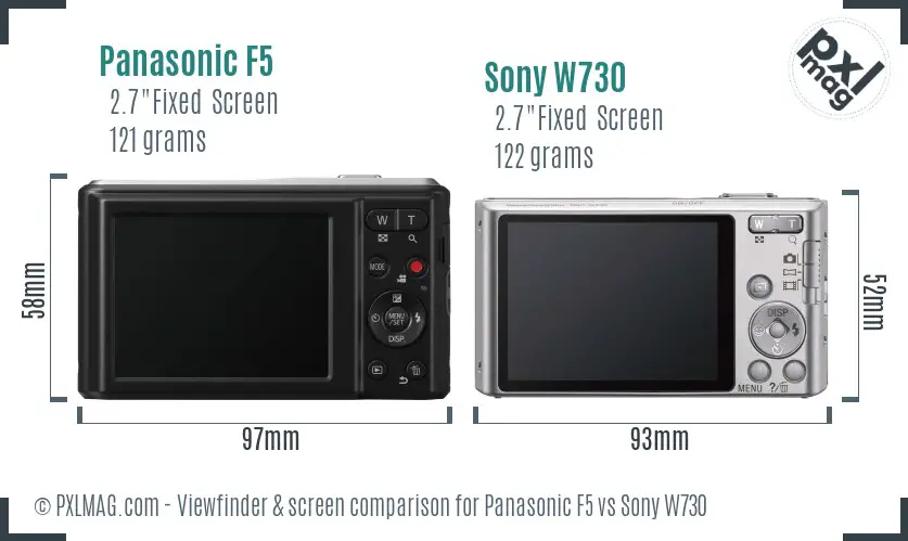 Panasonic F5 vs Sony W730 Screen and Viewfinder comparison