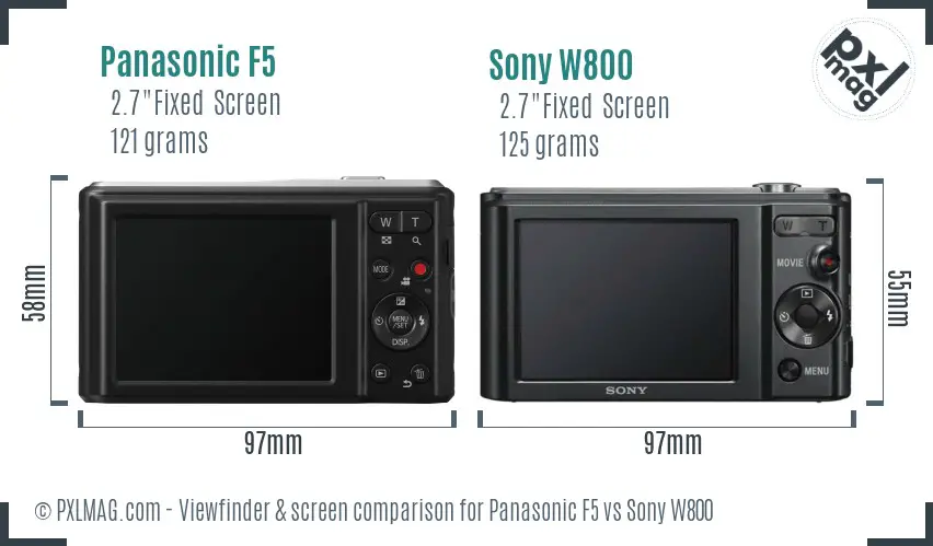 Panasonic F5 vs Sony W800 Screen and Viewfinder comparison