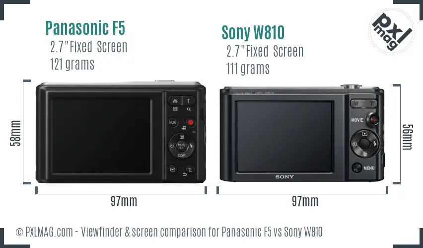 Panasonic F5 vs Sony W810 Screen and Viewfinder comparison