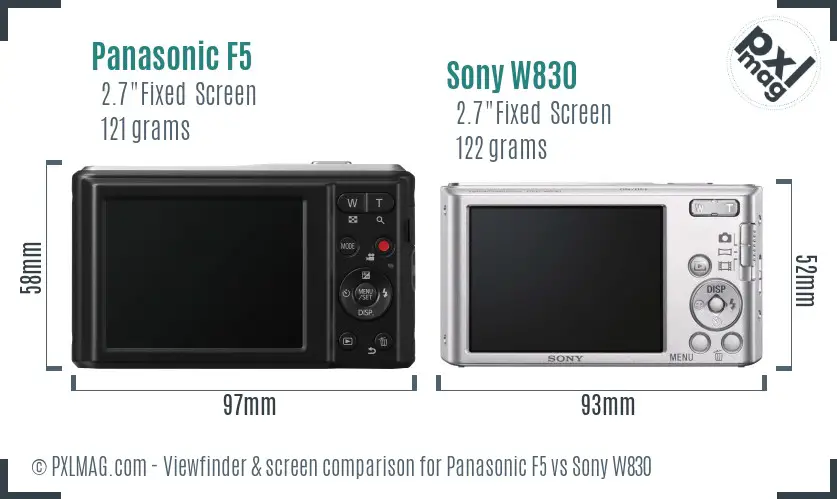 Panasonic F5 vs Sony W830 Screen and Viewfinder comparison