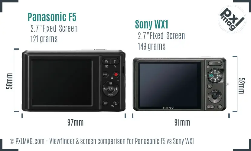 Panasonic F5 vs Sony WX1 Screen and Viewfinder comparison