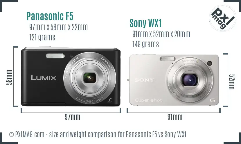 Panasonic F5 vs Sony WX1 size comparison