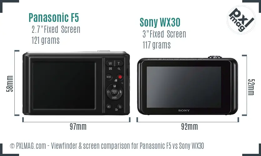 Panasonic F5 vs Sony WX30 Screen and Viewfinder comparison
