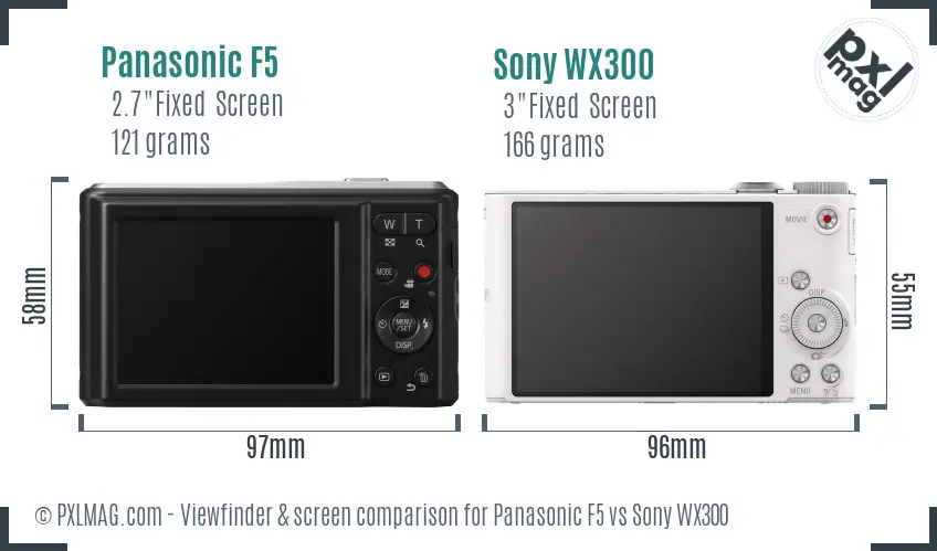 Panasonic F5 vs Sony WX300 Screen and Viewfinder comparison