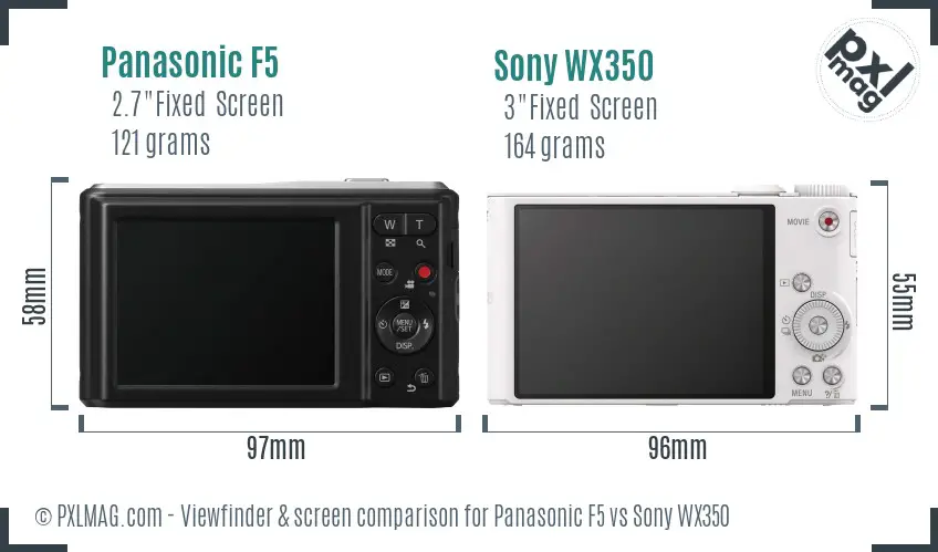 Panasonic F5 vs Sony WX350 Screen and Viewfinder comparison