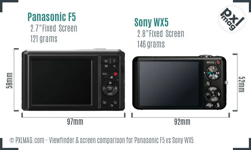 Panasonic F5 vs Sony WX5 Screen and Viewfinder comparison