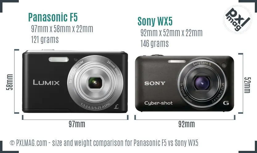 Panasonic F5 vs Sony WX5 size comparison