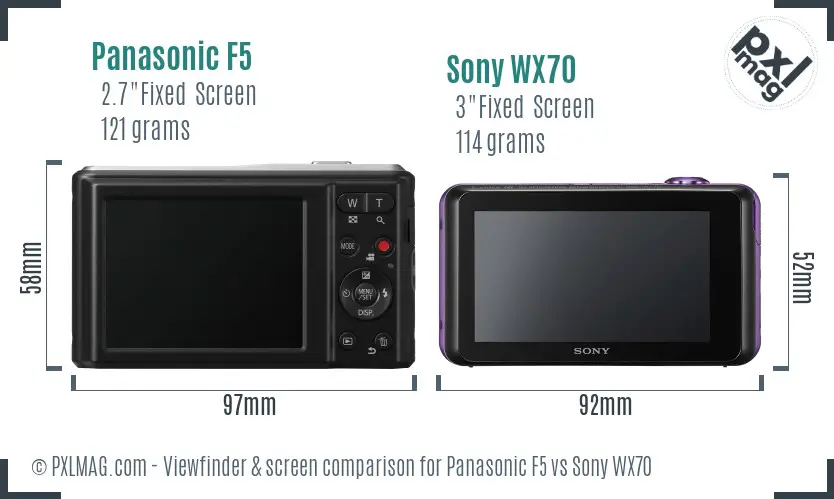 Panasonic F5 vs Sony WX70 Screen and Viewfinder comparison