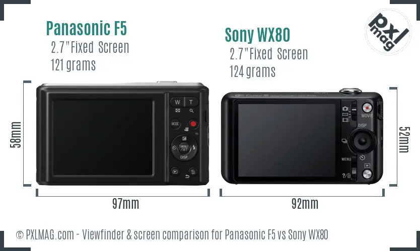 Panasonic F5 vs Sony WX80 Screen and Viewfinder comparison
