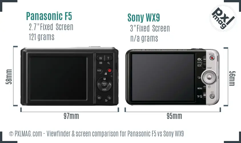 Panasonic F5 vs Sony WX9 Screen and Viewfinder comparison Panasonic F5 vs Sony WX9 Screen and Viewfinder comparison